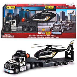Majorette - Police Mack Truck With Helicopter